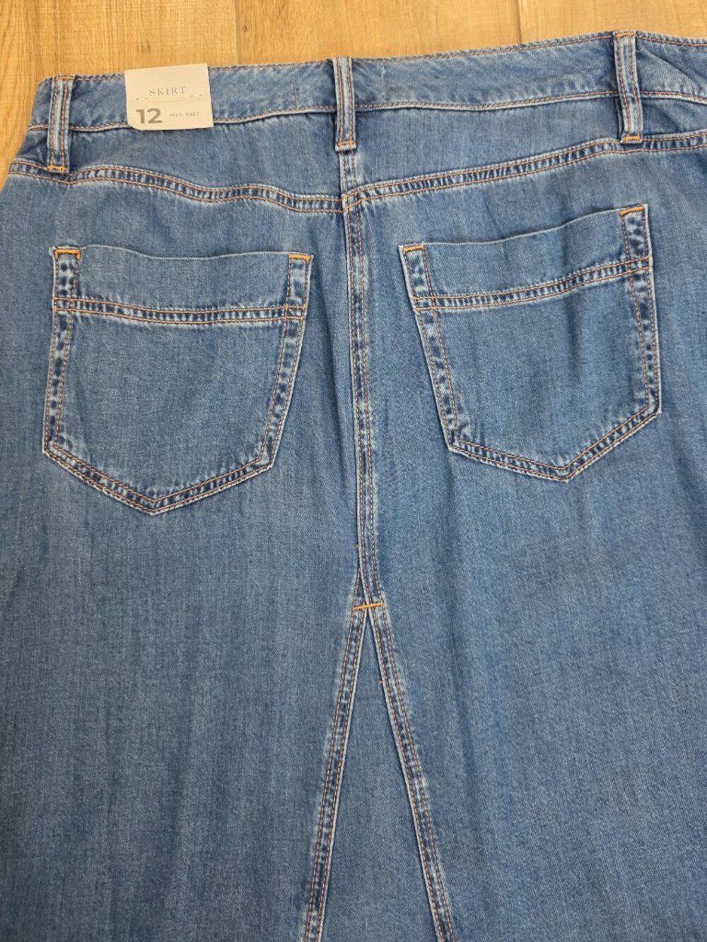 Lane Bryant Demin Maxi Skirt Size 12 Mid Rise Raw Hem Pockets Relaxed NEW - Picture 6 of 10